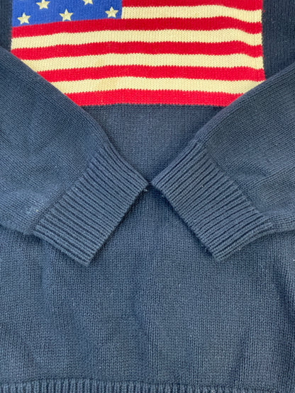 【中古品】【メンズ】 CHAPS チャップス 星条旗 セーター メンズ ニット 長袖 トップス 146-261005-em-15-min サイズ：L カラー：ネイビー 万代Net店