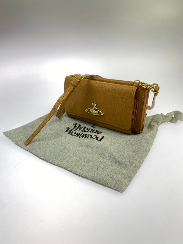【中古品】【メンズ/レディース】 VIVIENNE WESTWOOD ヴィヴィアン ウエストウッド ショルダーウォレット 財布 188-261004-hu-15-min カラー：キャメル系 万代Net店