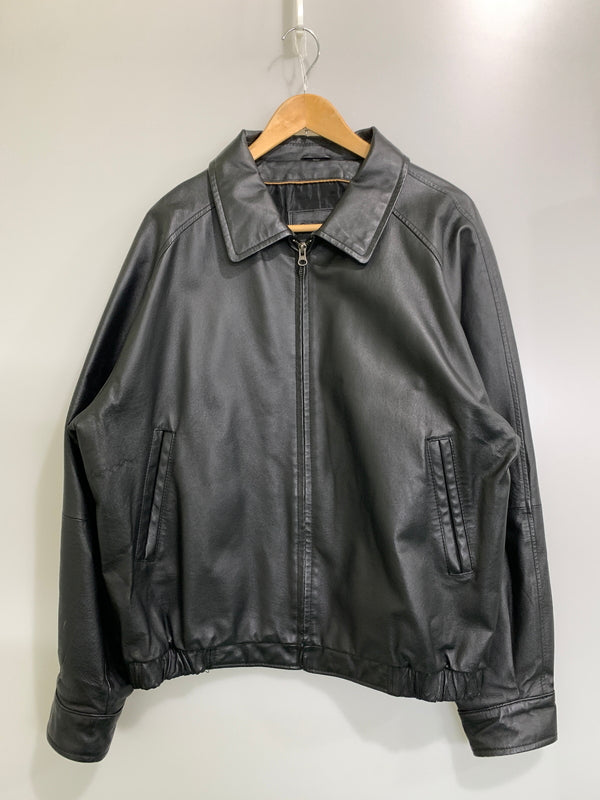 【中古品】【メンズ】 ST JOHN'S BAY セントジョンズベイ LEATHER JACKET レザー ジャケット メンズ アウター 革ジャン ジップアップ 146-260925-em-43-min サイズ：L カラー：ブラック 万代Net店