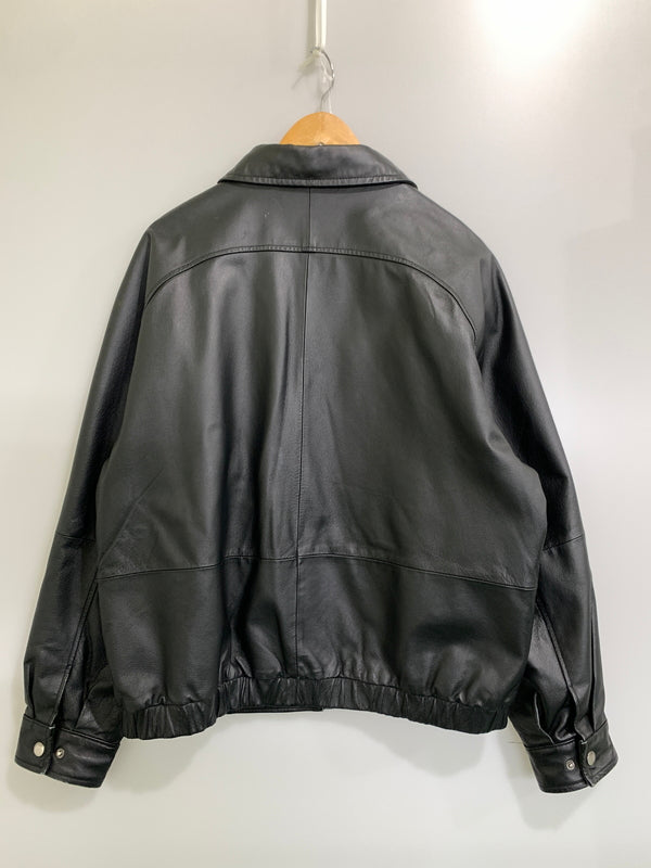 【中古品】【メンズ】 ST JOHN'S BAY セントジョンズベイ LEATHER JACKET レザー ジャケット メンズ アウター 革ジャン ジップアップ 146-260925-em-43-min サイズ：L カラー：ブラック 万代Net店