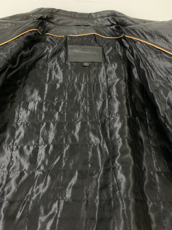 【中古品】【メンズ】 ST JOHN'S BAY セントジョンズベイ LEATHER JACKET レザー ジャケット メンズ アウター 革ジャン ジップアップ 146-260925-em-43-min サイズ：L カラー：ブラック 万代Net店