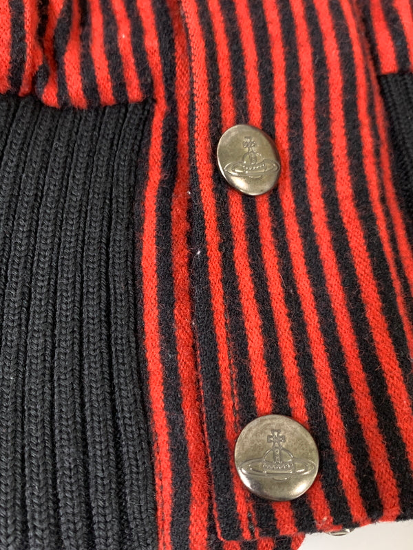 【中古品】【メンズ】 VIVIENNE WESTWOOD MAN ヴィヴィアンウエストウッドマン STRIPE WOOL JACKET ストライプ ウール ジャケット メンズ アウター 羊毛 141-260925-em-20-min サイズ：46 カラー：レッド/ブラック 万代Net店