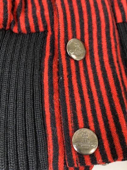 【中古品】【メンズ】 VIVIENNE WESTWOOD MAN ヴィヴィアンウエストウッドマン STRIPE WOOL JACKET ストライプ ウール ジャケット メンズ アウター 羊毛 141-260925-em-20-min サイズ：46 カラー：レッド/ブラック 万代Net店