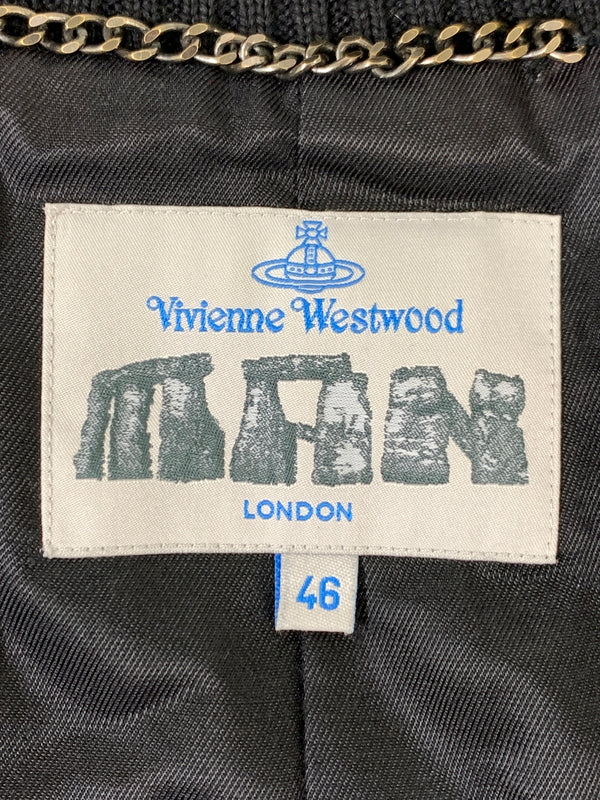 【中古品】【メンズ】 VIVIENNE WESTWOOD MAN ヴィヴィアンウエストウッドマン STRIPE WOOL JACKET ストライプ ウール ジャケット メンズ アウター 羊毛 141-260925-em-20-min サイズ：46 カラー：レッド/ブラック 万代Net店