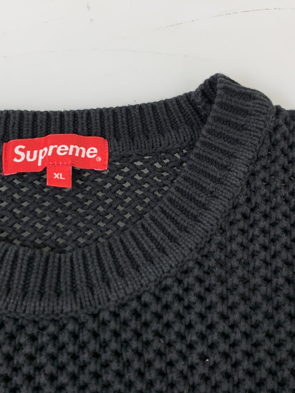 【中古品】【メンズ】 SUPREME シュプリーム 24FW WAFFLE SMALL BOX SWEATER ワッフル スモール ボックス セーター メンズ トップス ニット 149-260925-em-19-min サイズ：XL カラー：ブラック 万代Net店