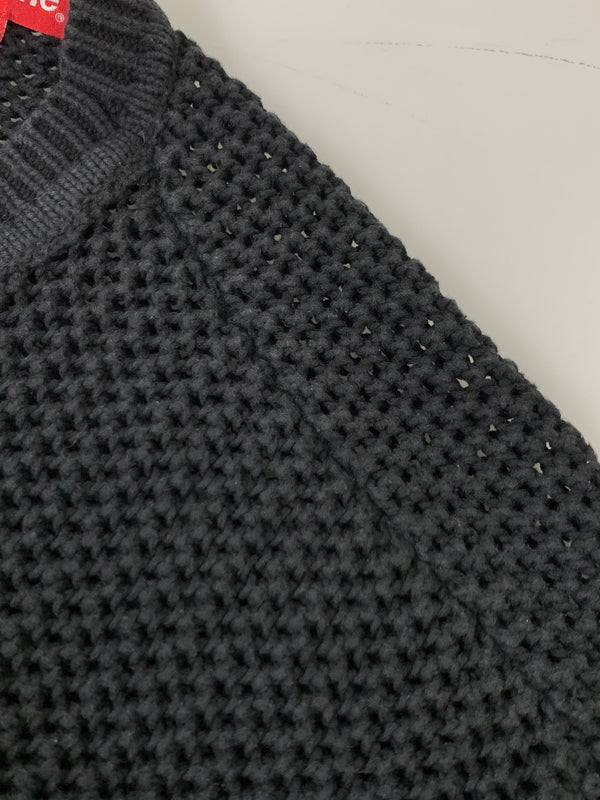 【中古品】【メンズ】 SUPREME シュプリーム 24FW WAFFLE SMALL BOX SWEATER ワッフル スモール ボックス セーター メンズ トップス ニット 149-260925-em-19-min サイズ：XL カラー：ブラック 万代Net店
