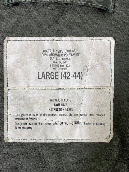 【現状渡し品】【メンズ】 MILITARY ミリタリー DLA100-87-C-0753 FLIGHT JACKET フライトジャケット アウター 146-260926-zi-15-min サイズ：L カラー：グリーンカーキ 万代Net店