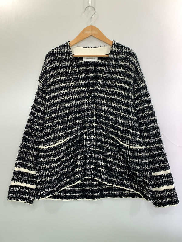 【中古品】【メンズ】 DISCOVERED ディスカバード DC-SS23-KN-08 23SS TWEED KNIT CARDIGAN JACKET ツイード ニット カーディガン ジャケット トップス 140-261027-jt-36-min サイズ：2 カラー：ブラック/ホワイト 万代Net店