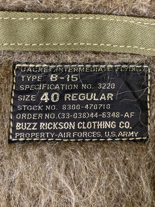 【中古品】【メンズ】 BUZZ RICKSONS バズリクソンズ B-15 FLIGHT JACKET M13501 B-15 フライトジャケット メンズ アウター ブルゾン 146-260925-em-21-min サイズ：40REGULAR カラー：カーキ 万代Net店