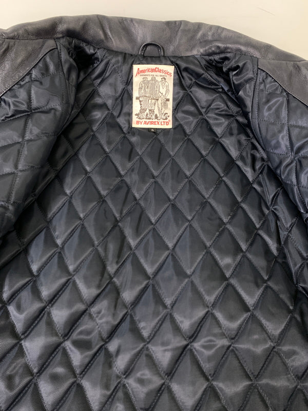 【中古品】【メンズ】 BLACK EYE PACHT ブラックアイパッチ × AVIREX アビレックス SIGNATURE VARSITY JACKET シグネチャー バーシティ ジャケット スタジャン スタジアムジャンパー 羊革 142-260925-em-33-min サイズ：XL カラー：ブラック/グレー 万代Net店