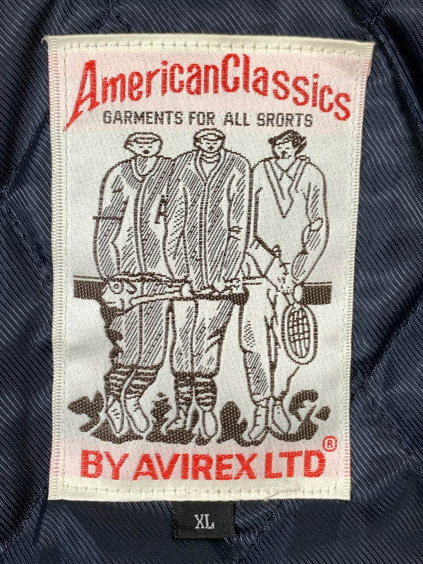 【中古品】【メンズ】 BLACK EYE PACHT ブラックアイパッチ × AVIREX アビレックス SIGNATURE VARSITY JACKET シグネチャー バーシティ ジャケット スタジャン スタジアムジャンパー 羊革 142-260925-em-33-min サイズ：XL カラー：ブラック/グレー 万代Net店
