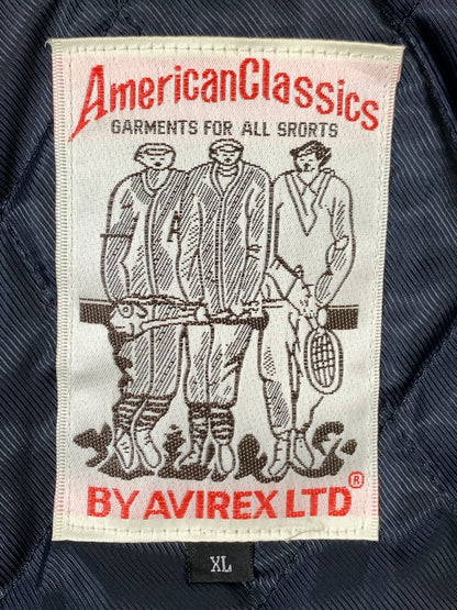 【中古品】【メンズ】 BLACK EYE PACHT ブラックアイパッチ × AVIREX アビレックス SIGNATURE VARSITY JACKET シグネチャー バーシティ ジャケット スタジャン スタジアムジャンパー 羊革 142-260925-em-33-min サイズ：XL カラー：ブラック/グレー 万代Net店