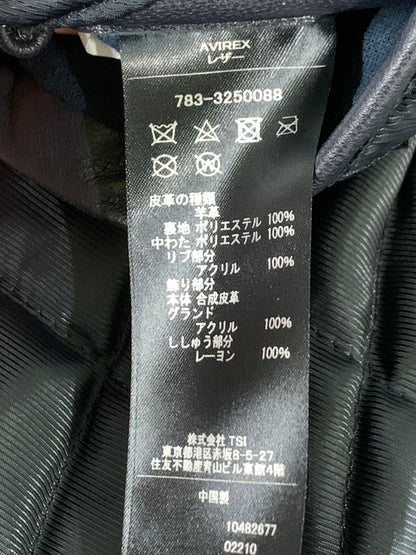 【中古品】【メンズ】 BLACK EYE PACHT ブラックアイパッチ × AVIREX アビレックス SIGNATURE VARSITY JACKET シグネチャー バーシティ ジャケット スタジャン スタジアムジャンパー 羊革 142-260925-em-33-min サイズ：XL カラー：ブラック/グレー 万代Net店