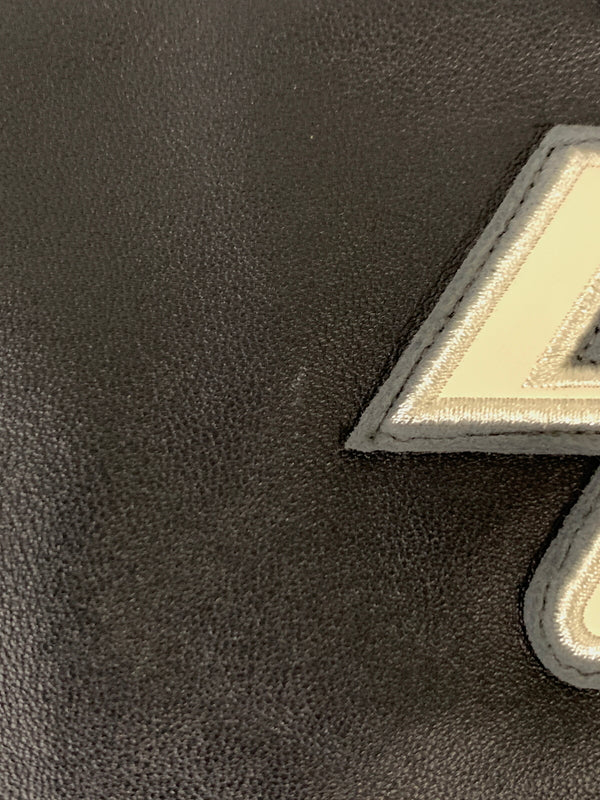 【中古品】【メンズ】 BLACK EYE PACHT ブラックアイパッチ × AVIREX アビレックス SIGNATURE VARSITY JACKET シグネチャー バーシティ ジャケット スタジャン スタジアムジャンパー 羊革 142-260925-em-33-min サイズ：XL カラー：ブラック/グレー 万代Net店
