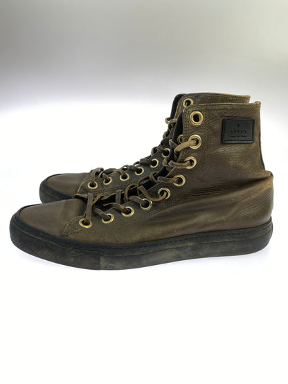 【現状渡し品】【メンズ】 GUCCI グッチ HI CUT SNEAKER レザーハイカットスニーカー シューズ 靴 164-260927-em-15-min サイズ：不明 カラー：ブラウン系 万代Net店