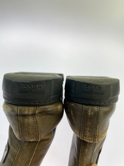 【現状渡し品】【メンズ】 GUCCI グッチ HI CUT SNEAKER レザーハイカットスニーカー シューズ 靴 164-260927-em-15-min サイズ：不明 カラー：ブラウン系 万代Net店