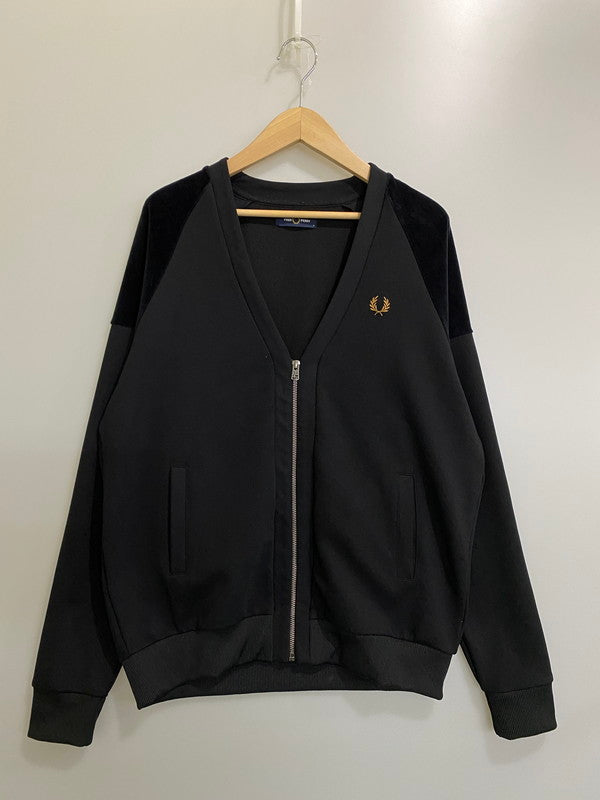 【中古品】【メンズ】 FRED PERRY フレッドペリー M2633 VELOUR PANEL TRICOT CARDIGAN ベロア パネル トリコット カーディガン 141-260926-zi-25-min サイズ：S カラー：ブラック 万代Net店