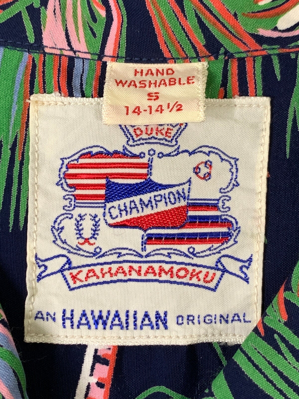 【中古品】【メンズ】 DUKE KAHANAMOKU デューク カハナモク ALOHA SHIRT COCONUT PALMS & DIAMOND HEAD DK36202 アロハシャツ メンズ 半袖シャツ ハワイアン ショートスリーブ 145-260925-em-35-min サイズ：S 14-14 1/2 カラー：ネイビー（ベース） 万代Net店