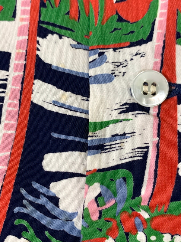 【中古品】【メンズ】 DUKE KAHANAMOKU デューク カハナモク ALOHA SHIRT COCONUT PALMS & DIAMOND HEAD DK36202 アロハシャツ メンズ 半袖シャツ ハワイアン ショートスリーブ 145-260925-em-35-min サイズ：S 14-14 1/2 カラー：ネイビー（ベース） 万代Net店