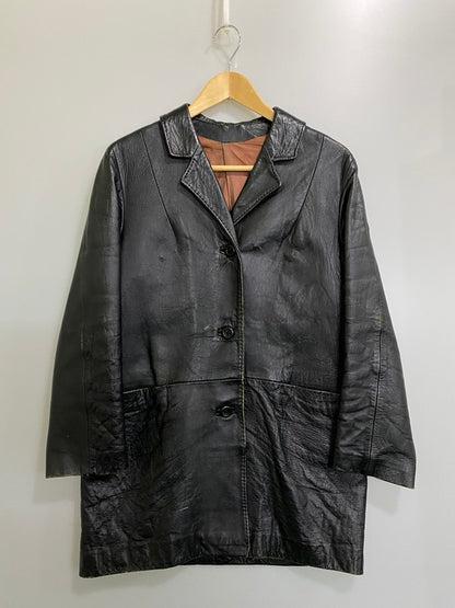【現状渡し品】【メンズ】 USED ユーズド 60-70'S LEATHER COAT レザー コート アウター 146-260926-zi-14-min サイズ：不明 カラー：ブラック 万代Net店