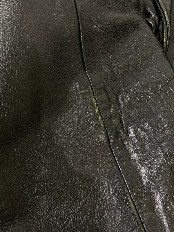 【現状渡し品】【メンズ】 USED ユーズド 60-70'S LEATHER COAT レザー コート アウター 146-260926-zi-14-min サイズ：不明 カラー：ブラック 万代Net店