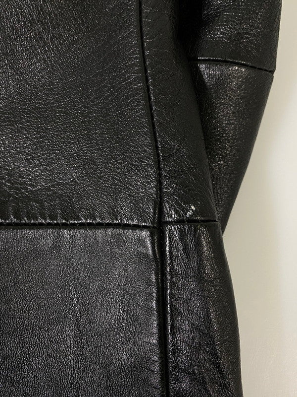 【現状渡し品】【メンズ】 USED ユーズド 60-70'S LEATHER COAT レザー コート アウター 146-260926-zi-14-min サイズ：不明 カラー：ブラック 万代Net店