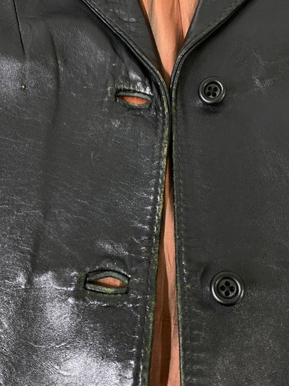 【現状渡し品】【メンズ】 USED ユーズド 60-70'S LEATHER COAT レザー コート アウター 146-260926-zi-14-min サイズ：不明 カラー：ブラック 万代Net店