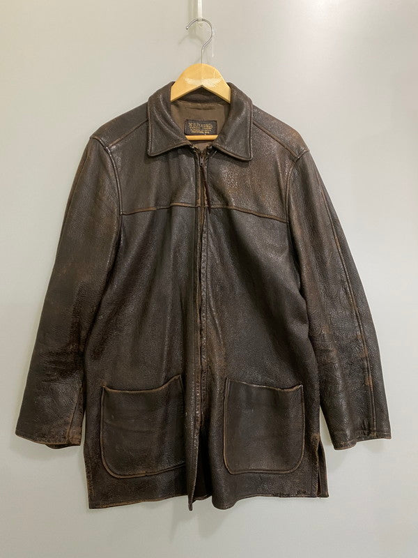 【現状渡し品】【メンズ】 W.B.PLACE&CO. 推定50'S LEATHER COAT レザーコート アウター 146-260926-zi-01-min サイズ：42 カラー：ブラウン 万代Net店