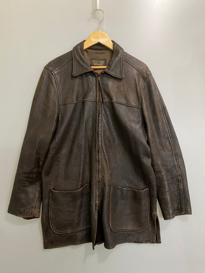 【現状渡し品】【メンズ】 W.B.PLACE&CO. 推定50'S LEATHER COAT レザーコート アウター 146-260926-zi-01-min サイズ：42 カラー：ブラウン 万代Net店