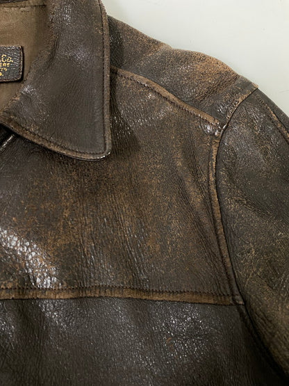 【現状渡し品】【メンズ】 W.B.PLACE&CO. 推定50'S LEATHER COAT レザーコート アウター 146-260926-zi-01-min サイズ：42 カラー：ブラウン 万代Net店
