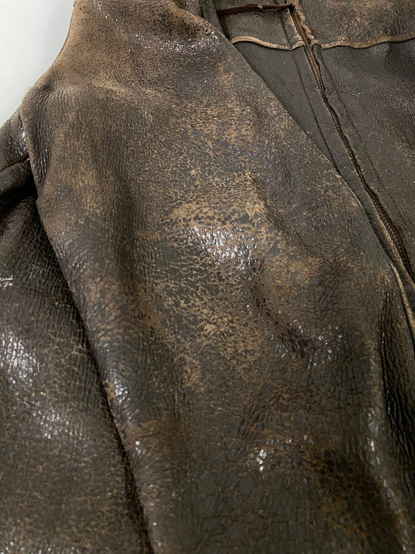 【現状渡し品】【メンズ】 W.B.PLACE&CO. 推定50'S LEATHER COAT レザーコート アウター 146-260926-zi-01-min サイズ：42 カラー：ブラウン 万代Net店