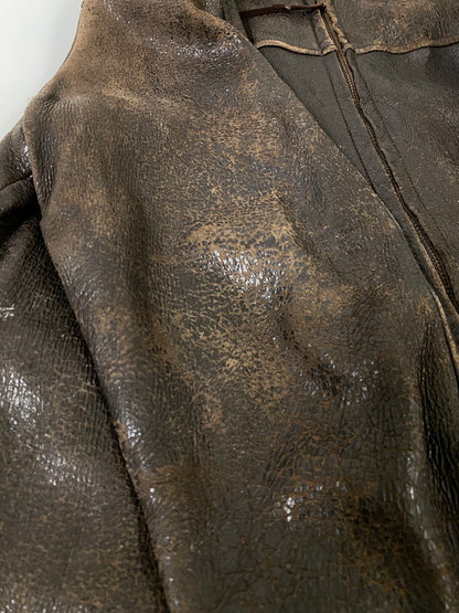 【現状渡し品】【メンズ】 W.B.PLACE&CO. 推定50'S LEATHER COAT レザーコート アウター 146-260926-zi-01-min サイズ：42 カラー：ブラウン 万代Net店
