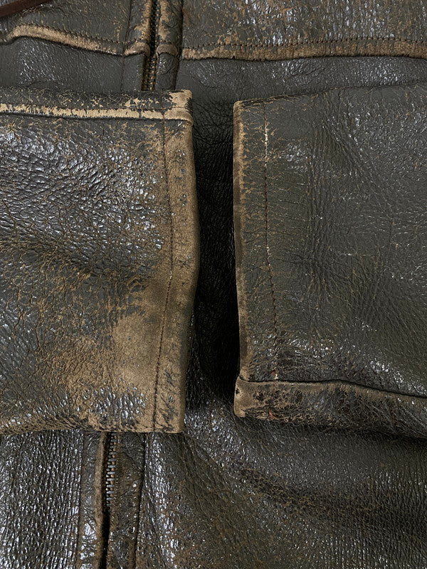 【現状渡し品】【メンズ】 W.B.PLACE&CO. 推定50'S LEATHER COAT レザーコート アウター 146-260926-zi-01-min サイズ：42 カラー：ブラウン 万代Net店