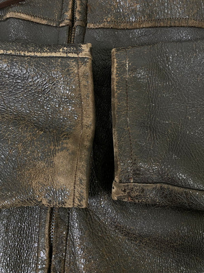 【現状渡し品】【メンズ】 W.B.PLACE&CO. 推定50'S LEATHER COAT レザーコート アウター 146-260926-zi-01-min サイズ：42 カラー：ブラウン 万代Net店