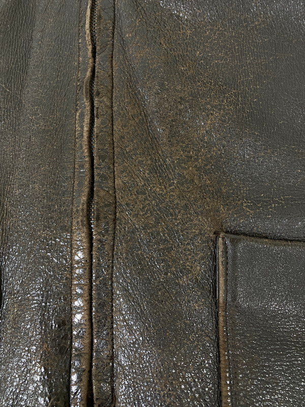 【現状渡し品】【メンズ】 W.B.PLACE&CO. 推定50'S LEATHER COAT レザーコート アウター 146-260926-zi-01-min サイズ：42 カラー：ブラウン 万代Net店