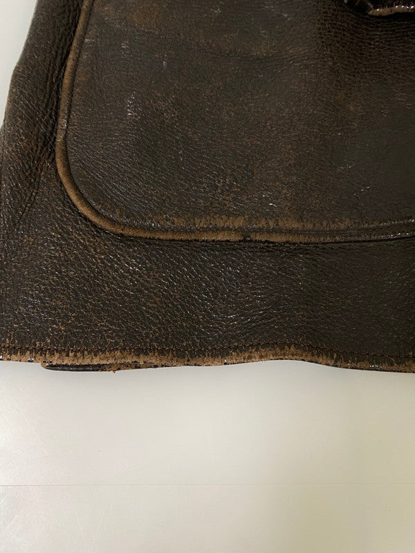 【現状渡し品】【メンズ】 W.B.PLACE&CO. 推定50'S LEATHER COAT レザーコート アウター 146-260926-zi-01-min サイズ：42 カラー：ブラウン 万代Net店