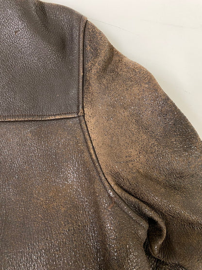 【現状渡し品】【メンズ】 W.B.PLACE&CO. 推定50'S LEATHER COAT レザーコート アウター 146-260926-zi-01-min サイズ：42 カラー：ブラウン 万代Net店