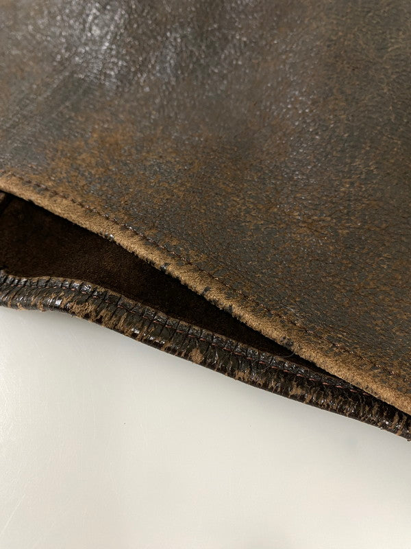 【現状渡し品】【メンズ】 W.B.PLACE&CO. 推定50'S LEATHER COAT レザーコート アウター 146-260926-zi-01-min サイズ：42 カラー：ブラウン 万代Net店