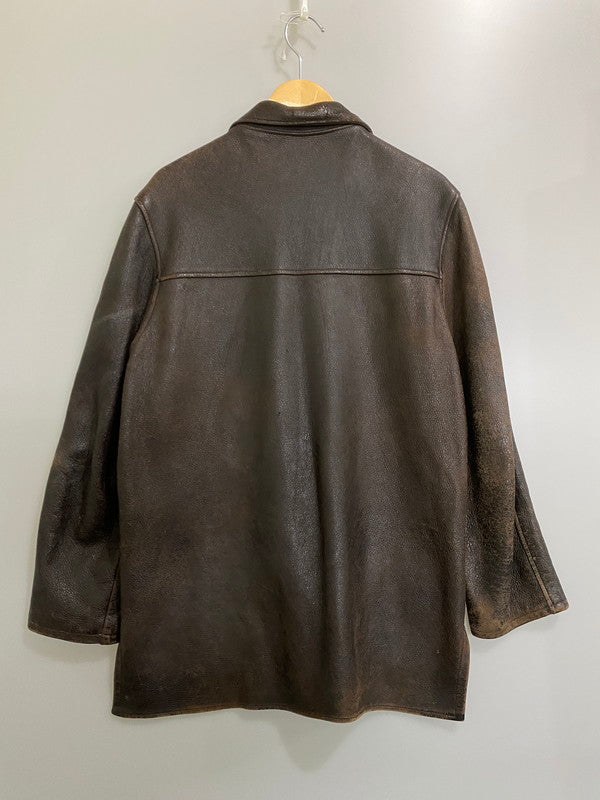 【現状渡し品】【メンズ】 W.B.PLACE&CO. 推定50'S LEATHER COAT レザーコート アウター 146-260926-zi-01-min サイズ：42 カラー：ブラウン 万代Net店