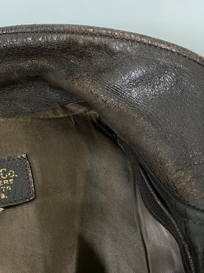 【現状渡し品】【メンズ】 W.B.PLACE&CO. 推定50'S LEATHER COAT レザーコート アウター 146-260926-zi-01-min サイズ：42 カラー：ブラウン 万代Net店