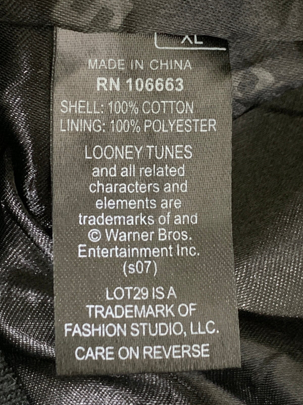 【現状渡し品】【メンズ】 LOONEY TUNES ルーニー テューンズ 90S RACING JACKET レーシング ジャケット 90年代 ヴィンテージ ワッペン 刺繍 メンズ ブルゾン アウター 146-260925-em-32-min サイズ：XL カラー：ブラック 万代Net店