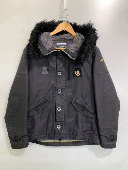 【中古品】【メンズ】 LUKER BY NEIGHBORHOOD ルーカーバイネイバーフッド N-3B FLIGHT JACKET フライトジャケット メンズ アウター ミリタリー フード付き パーカー 142-261002-em-11-min サイズ：M カラー：ブラック 万代Net店