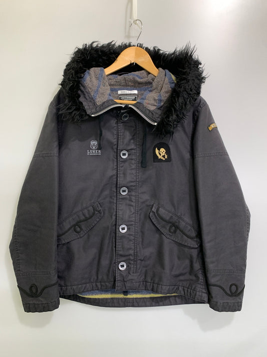 【中古品】【メンズ】 LUKER BY NEIGHBORHOOD ルーカーバイネイバーフッド N-3B FLIGHT JACKET フライトジャケット メンズ アウター ミリタリー フード付き パーカー 142-261002-em-11-min サイズ：M カラー：ブラック 万代Net店