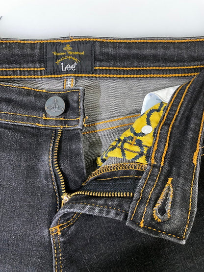 【中古品】【メンズ】 VIVIENNE WESTWOOD ANGLOMANIA ヴィヴィアンウエストウッド アングロマニア × LEE リー SLIM JEANS スリム ジーンズ ボトムス 152-260926-zi-28-min サイズ：W26/L33 カラー：ブラックインディゴ 万代Net店