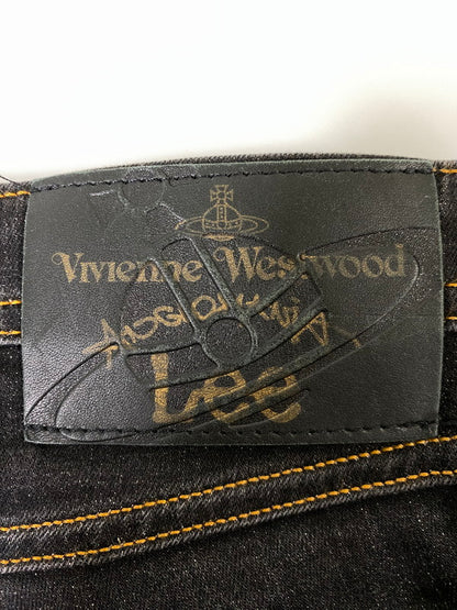 【中古品】【メンズ】 VIVIENNE WESTWOOD ANGLOMANIA ヴィヴィアンウエストウッド アングロマニア × LEE リー SLIM JEANS スリム ジーンズ ボトムス 152-260926-zi-28-min サイズ：W26/L33 カラー：ブラックインディゴ 万代Net店