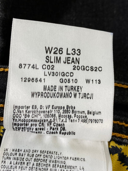 【中古品】【メンズ】 VIVIENNE WESTWOOD ANGLOMANIA ヴィヴィアンウエストウッド アングロマニア × LEE リー SLIM JEANS スリム ジーンズ ボトムス 152-260926-zi-28-min サイズ：W26/L33 カラー：ブラックインディゴ 万代Net店