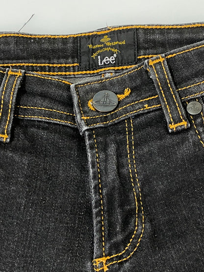 【中古品】【メンズ】 VIVIENNE WESTWOOD ANGLOMANIA ヴィヴィアンウエストウッド アングロマニア × LEE リー SLIM JEANS スリム ジーンズ ボトムス 152-260926-zi-28-min サイズ：W26/L33 カラー：ブラックインディゴ 万代Net店