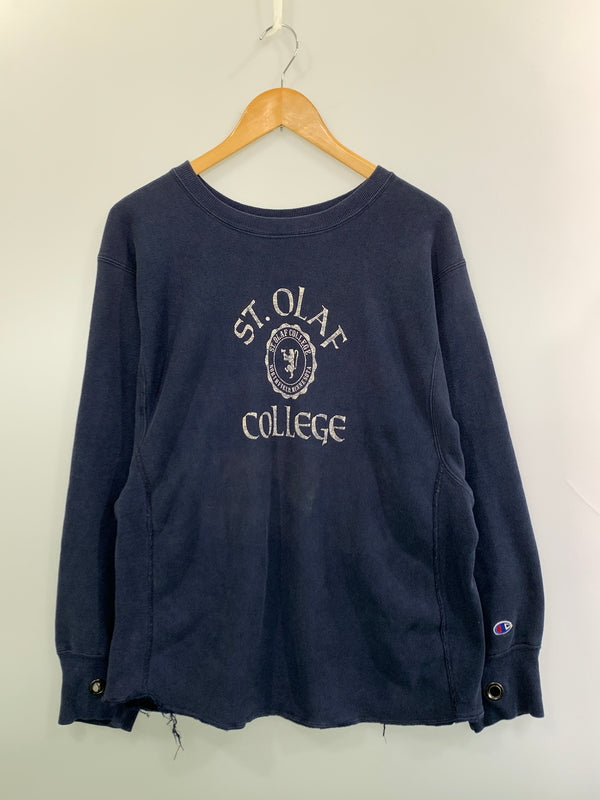 【現状渡し品】【メンズ】 CHAMPION チャンピオン 80'S REVERSE WEAVE SWEAT "ST.OLAF" リバースウィーブ セント・オラフ・カレッジ スウェット 146-261003-ta-13-min サイズ：XL カラー：ネイビー 万代Net店