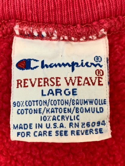 【中古品】【メンズ】 CHAMPION チャンピオン 90's REVERSE WEAVE SWEATSHIRT CAL LUTHERAN 90年代 リバースウィーブ スウェットシャツ トレーナー トップス 146-260930-yn-29-min サイズ：L カラー：ピンク 万代Net店