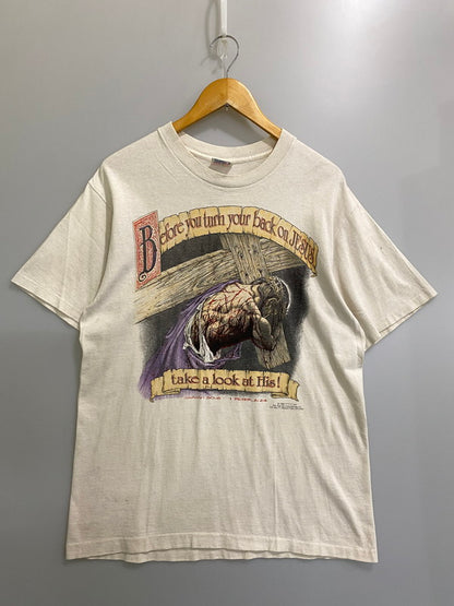 【中古品】【メンズ】 USED ユーズド 90'S JESUS TEE ジーザス Ｔシャツ トップス 146-260926-zi-20-min サイズ：Ｌ カラー：アイボリー系 万代Net店